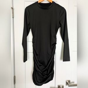 Long Sleeved Ruched Bodycon Mini Dress